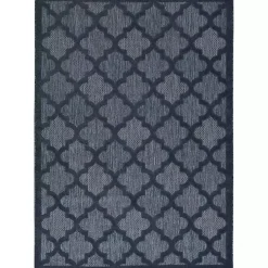 Deep Navy Trellis Outdoor Area Rug, 4x6