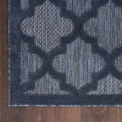 Deep Navy Trellis Outdoor Area Rug, 4x6