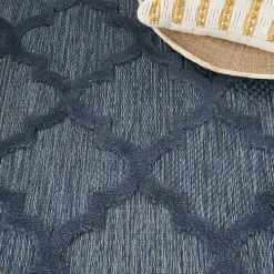 Deep Navy Trellis Outdoor Area Rug, 4x6