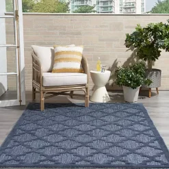 Deep Navy Trellis Outdoor Area Rug, 4x6