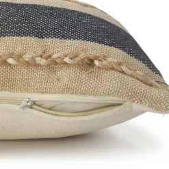 Denim Blue Braided Stripe Lumbar Pillow