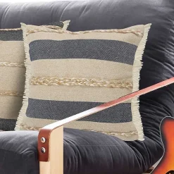 Denim Blue Braided Stripe Throw Pillow, 24 in.