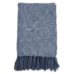 Denim Blue with Fringe Throw Blanket