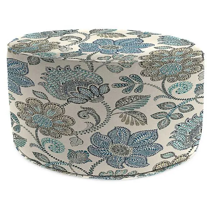 Denim Busan Round Outdoor Pouf