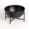 Distressed Black Metal Decorative Bowl with Stand