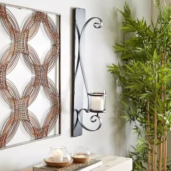 Distressed Black Scrolled Metal Sconce