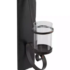 Distressed Black Scrolled Metal Sconce