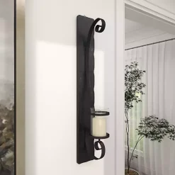 Distressed Black Scrolled Metal Sconce