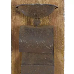 Distressed Brown Wood Wall Sconces, Set of 2