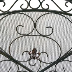 Distressed Fleur De Lis Three-Panel Fire Screen