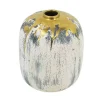 Distressed Gray Vase with Gold Splatter, 8 in.