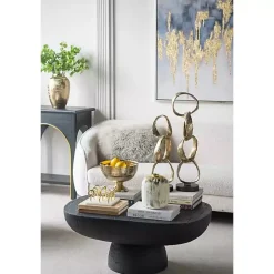 Distressed Gray Vase with Gold Splatter, 8 in.