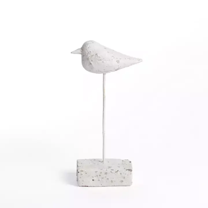 Distressed Ivory Bird Figurine, 10 in.