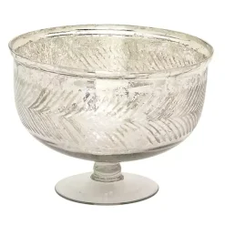 Distressed Silver Glass Pedestal Bowl