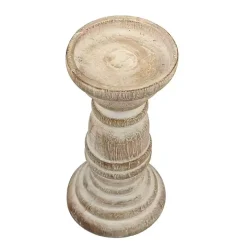 Distressed Turned Wood Candle Holder, 8 in.