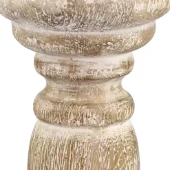 Distressed Turned Wood Candle Holder, 8 in.