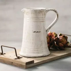 Distressed White Decorative Pitcher