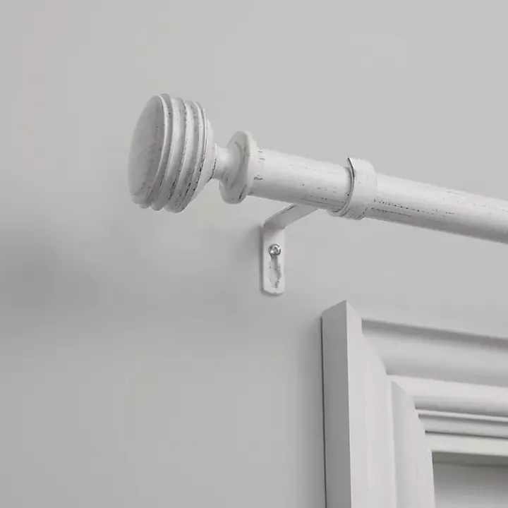 Distressed White Duke Curtain Rod, 120 in.