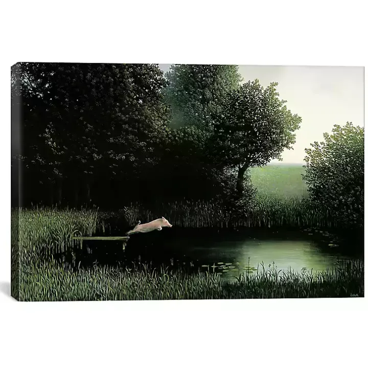 Diving Pig Canvas Art Print