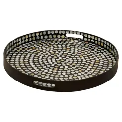 Dotted Shell Round Wooden Tray