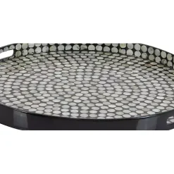 Dotted Shell Round Wooden Tray