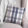 Dusty Blue Plaid Harvest Throw Pillow