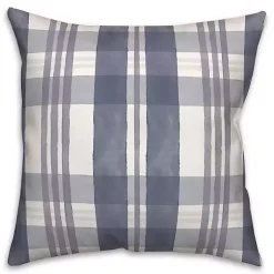 Dusty Blue Plaid Harvest Throw Pillow