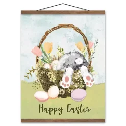 Easter Basket Bunny Teak Hanging Canvas Art Print