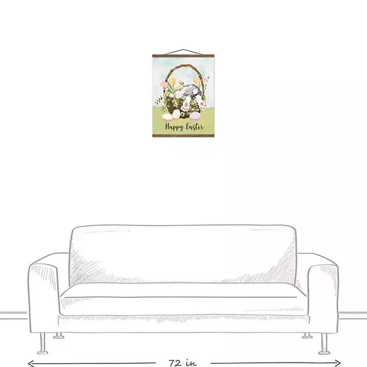 Easter Basket Bunny Teak Hanging Canvas Art Print