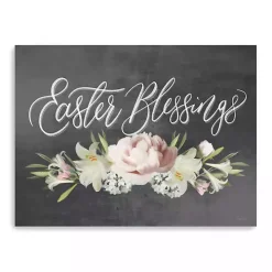 Easter Blessings Floral Chalk Canvas Art Print