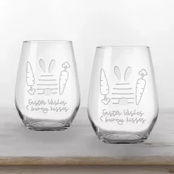 Easter Wishes Engraved 2-pc. Wine Glass Set