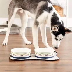 Eat & Drink Large Striped Pet Bowls, Set of 2