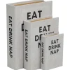 Eat, Drink, Nap Gray Linen Book Boxes, Set of 3