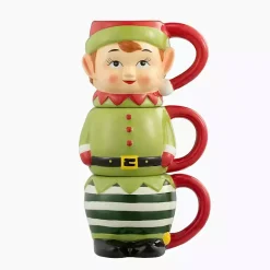 Elf Christmas Mugs, Set of 3