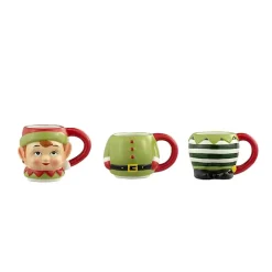Elf Christmas Mugs, Set of 3