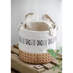 Embossed Cement Baskets with Straps, Set of 2