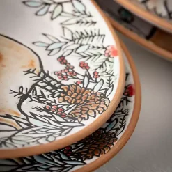 Embossed Woodland Christmas Snack Plates, Set of 4