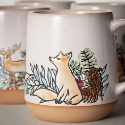 Embossed Woodland Christmas Mugs, Set of 4