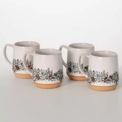 Embossed Woodland Christmas Mugs, Set of 4