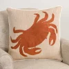 Embroidered Crab Chambray Pillow