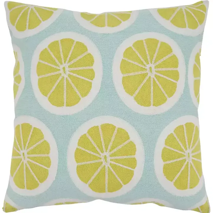 Embroidered Fruity Citrus Pillow