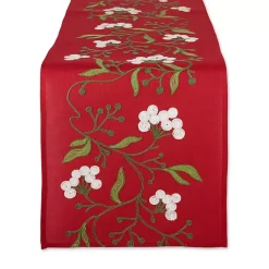 Embroidered Mistletoe Christmas Table Runner