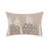 Embroidered Neutral Village Lumbar Pillow