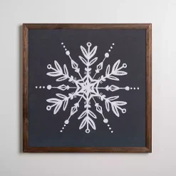 Embroidered Snowflake Framed Wall Plaque