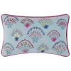 Embroidered Tropical Shells Lumbar Pillow