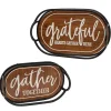 Engraved Wood and Metal Harvest Trays, Set of 2