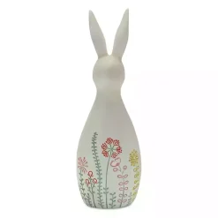 Etched Floral Bunny Statues, Set of 2