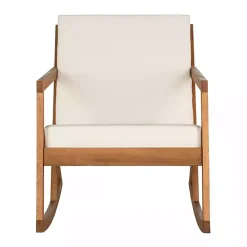 Eucalyptus Wood with Beige Cushion Rocking Chair