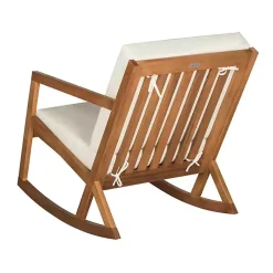 Eucalyptus Wood with Beige Cushion Rocking Chair
