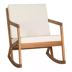 Eucalyptus Wood with Beige Cushion Rocking Chair